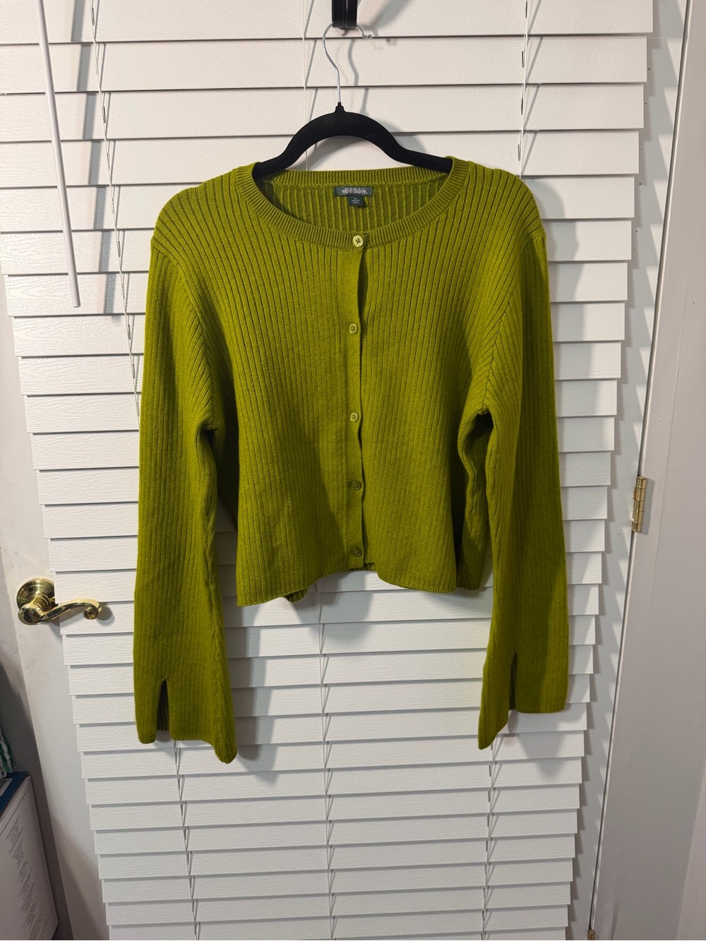 wild fable Olive-Green Ribbed Button-Front Cardigan